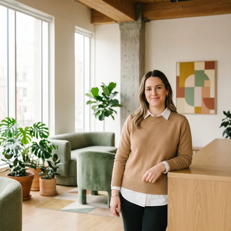 Dirigeante du Cercle dans un espace de coworking design — Cercle de la gouvernance de l’IA